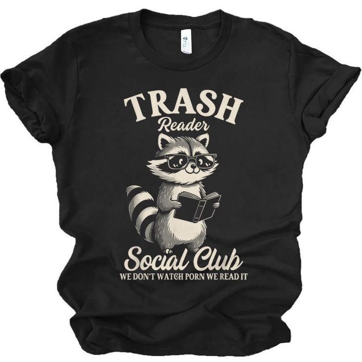 Raccoon Bookworm Readers Library Smut Reader Spicy Book Romance Rash Reader Social Club Unisex Jersey T-Shirt