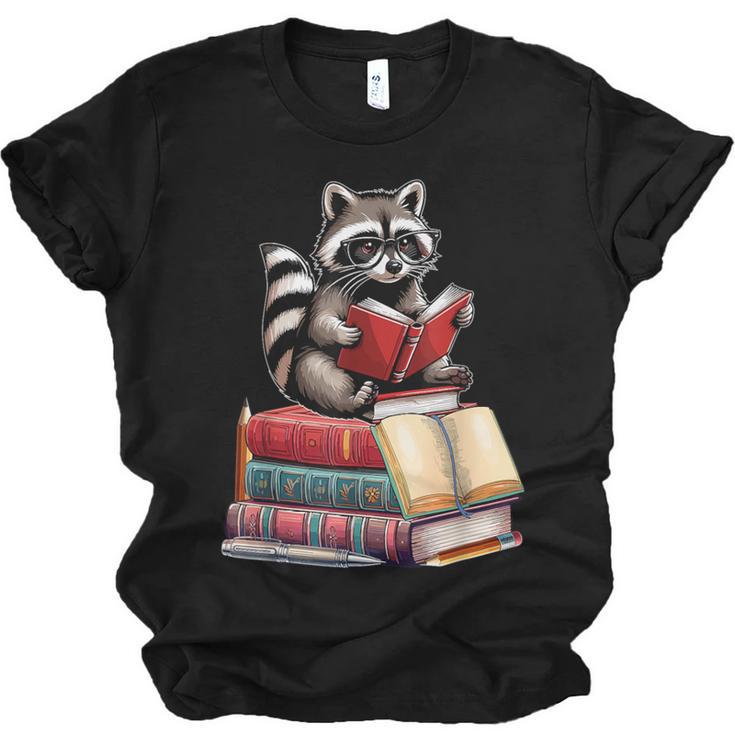 Raccoon Reading Books Matching Bookworm Readers Librarian Unisex Jersey T-Shirt