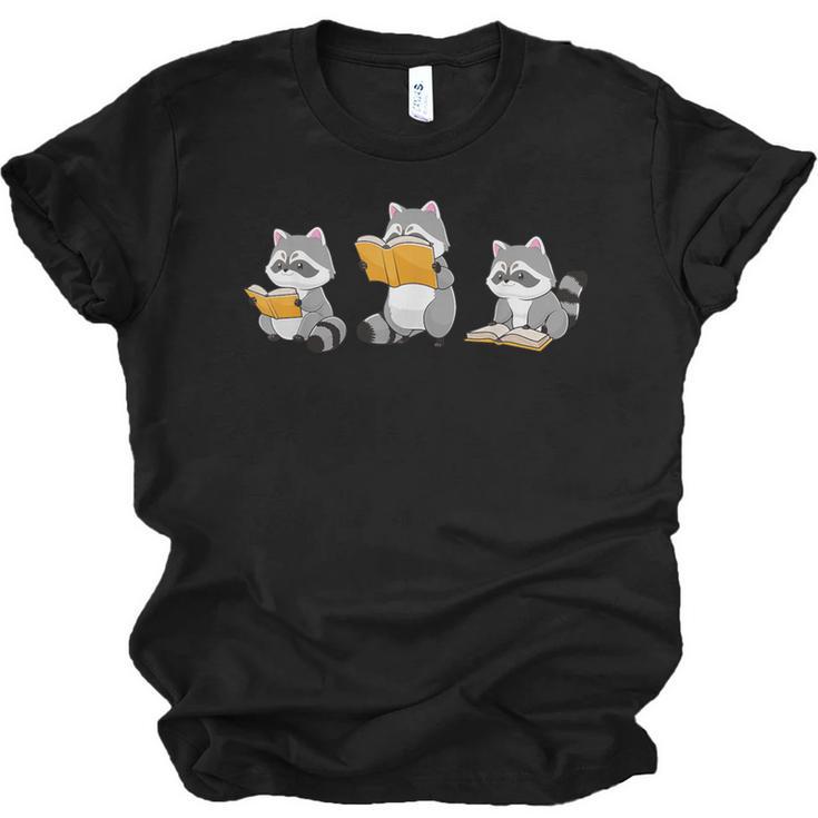 Raccoons Reading Books Raccoon Bookish Bookworm Raccoon Book Unisex Jersey T-Shirt