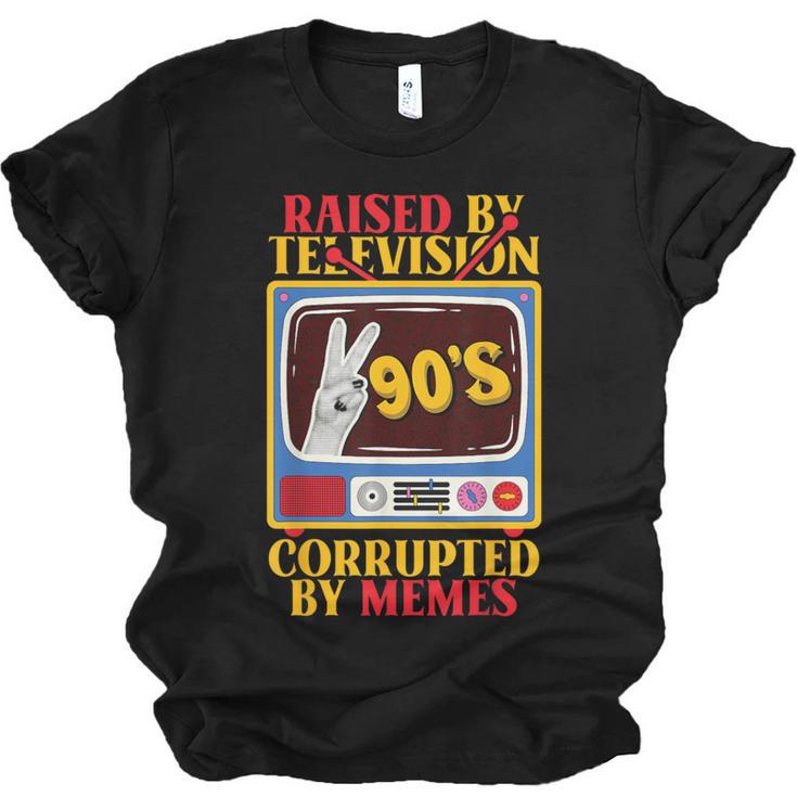 Raised By Television Corrupted By Memes Internet Nostalgia Unisex Jersey T-Shirt