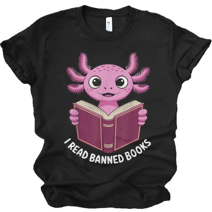 I Read Banned Books Axolotl Reading Unisex Jersey T-Shirt