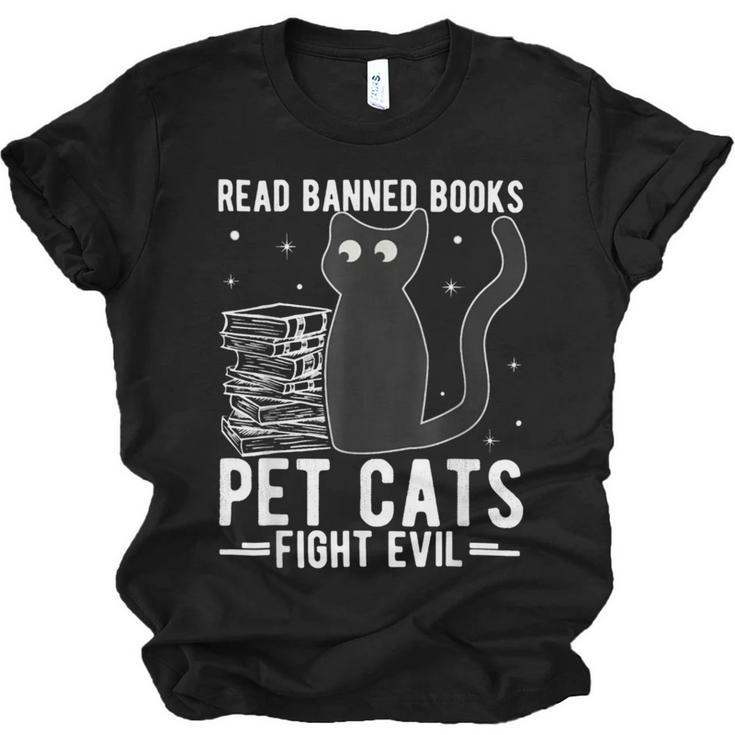 Read Banned Books Pet Cats Fight Evil Read Banned Books Unisex Jersey T-Shirt