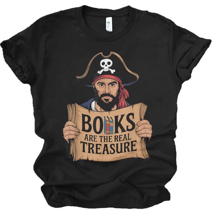 Read Book Reader Library Reading Librarian Pirate Bookworm Unisex Jersey T-Shirt