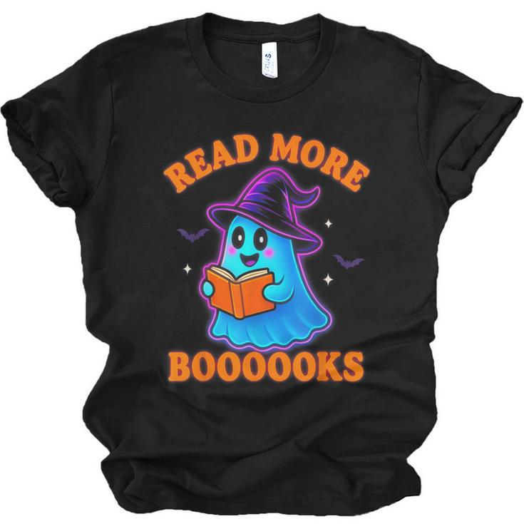 Read More Books Halloween Book Cute Ghost Reading Teaching Unisex Jersey T-Shirt