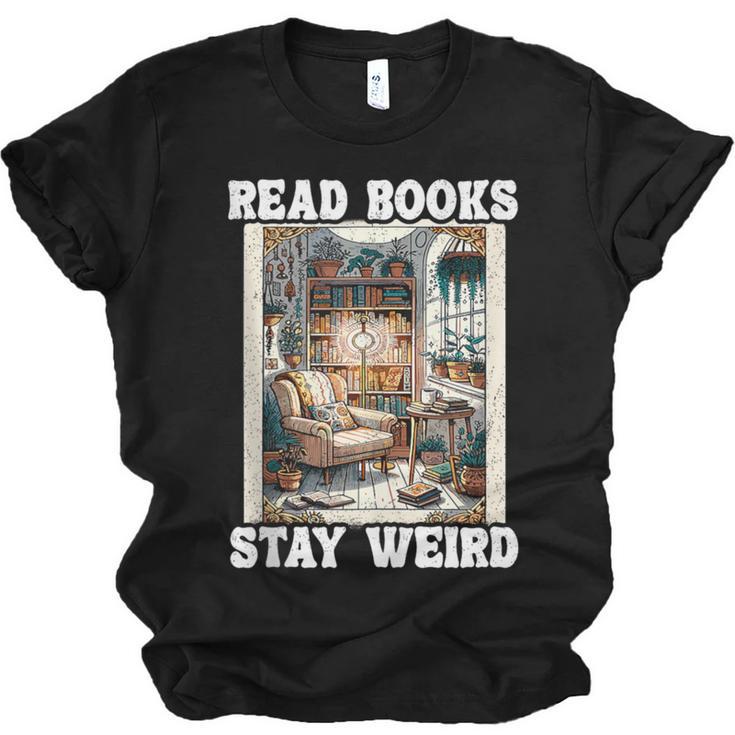 Read Books Stay Weird Book Lover Introvert Book Unisex Jersey T-Shirt