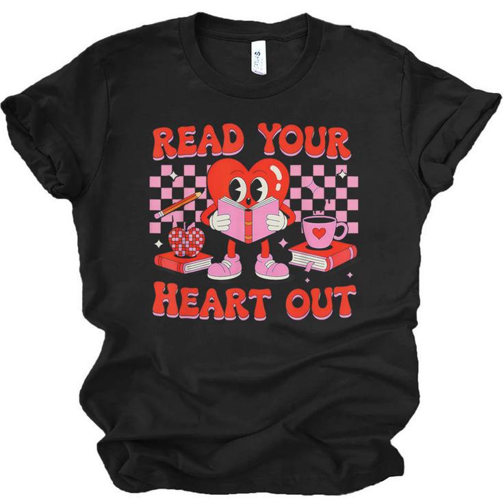 Read Your Heart Out Valentine Reading Book Kid Teacher Unisex Jersey T-Shirt