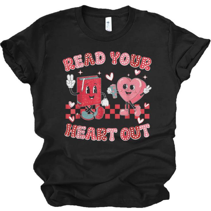 Read Your Heart Out Valentine Teacher Book Lover Unisex Jersey T-Shirt