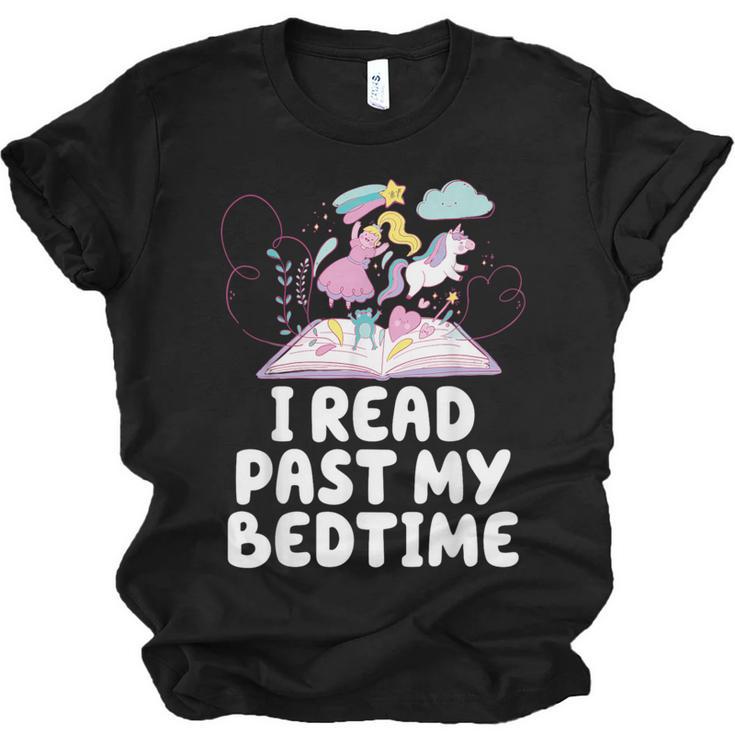 I Read Past My Bedtime Reading Unicorn Book Lover Unisex Jersey T-Shirt