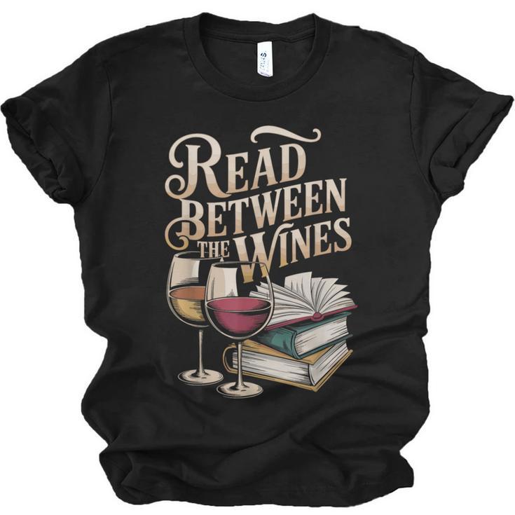 Read Between The Wines Vintage Book Lovers Wine Reading Unisex Jersey T-Shirt