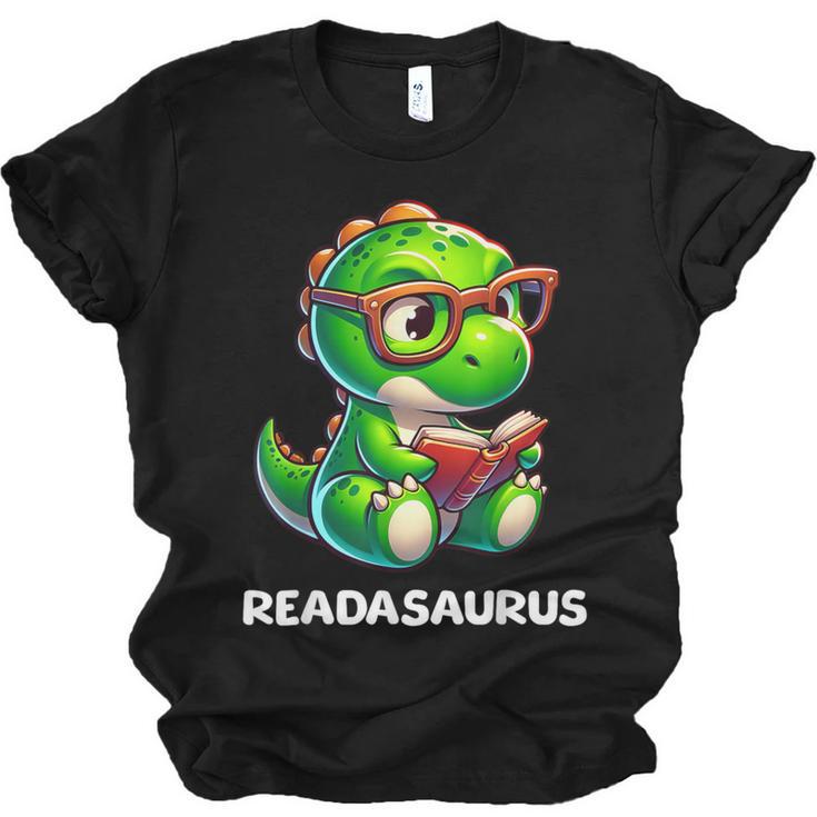 Readasaurus Reading Dinosaur Book Reader Bookworm Unisex Jersey T-Shirt