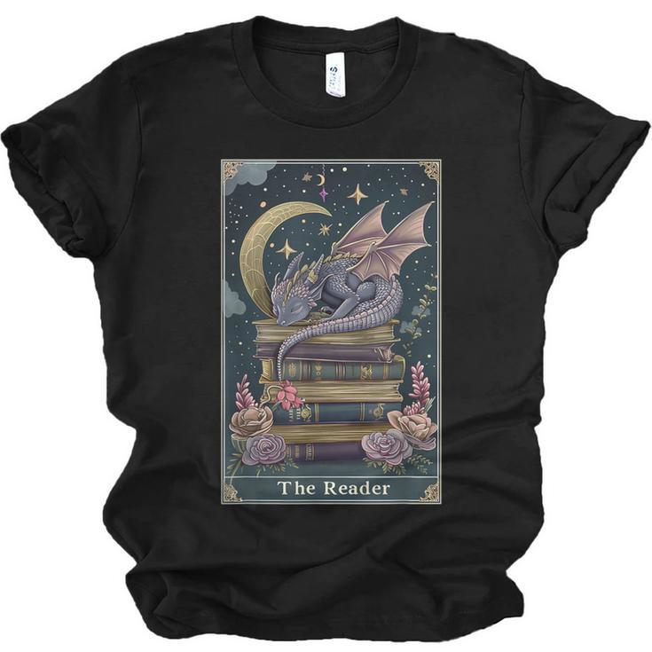 The Reader Tarot Card Book Dragon Romantasy Fantasy Bookish Unisex Jersey T-Shirt