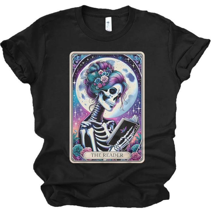The Reader Tarot Card Reading Skeleton Skull Book Lover Unisex Jersey T-Shirt