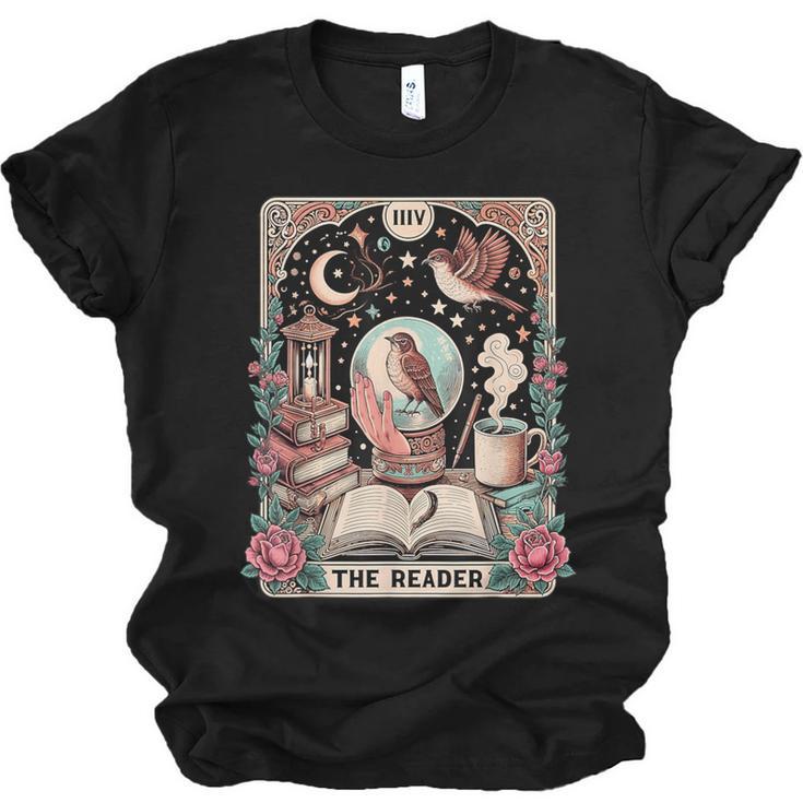 The Reader Tarot Card Shirt Bird Book Lover Bookworm Unisex Jersey T-Shirt