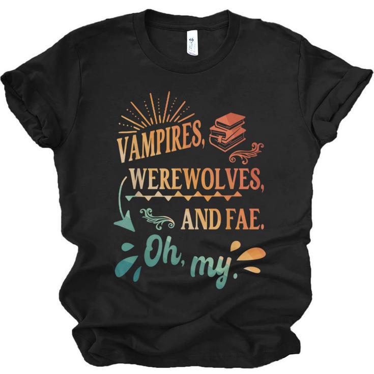 Readers Books Lovers BFF Books Club Paranormal Romance Reading Book Vampires Werewolves & Fae -Adults Short Sleeve Unisex Jersey T-Shirt