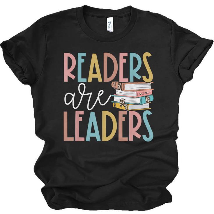 Readers Are Leaders Reading Book Lovers Teacher Women Kids Unisex Jersey T-Shirt