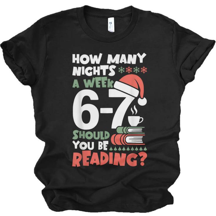 Reading 67 Meme English Teacher Christmas Book Lover Unisex Jersey T-Shirt