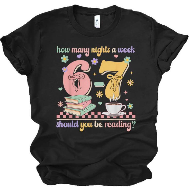 Reading 67 Teacher Six Seven Reading 6 7 Book Lover Unisex Jersey T-Shirt