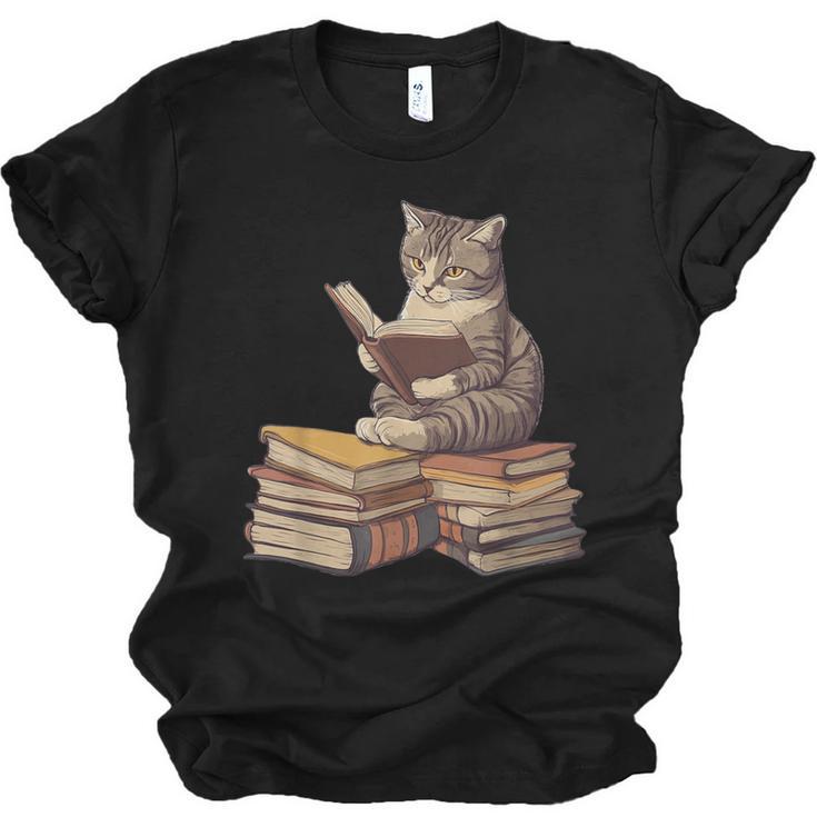 Reading Cat Book Lover Unisex Jersey T-Shirt