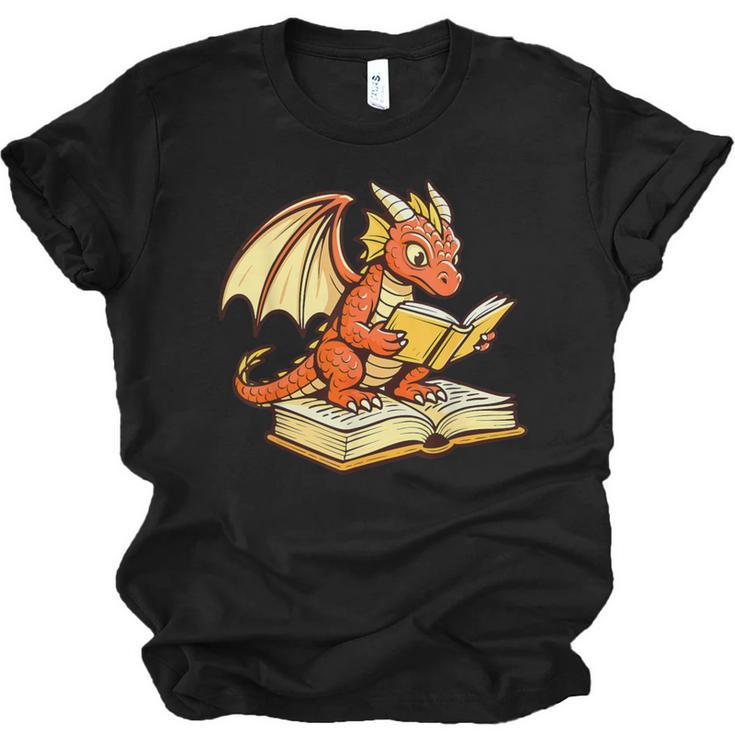 Reading Dragon Book Lover Bookworm Reader Unisex Jersey T-Shirt