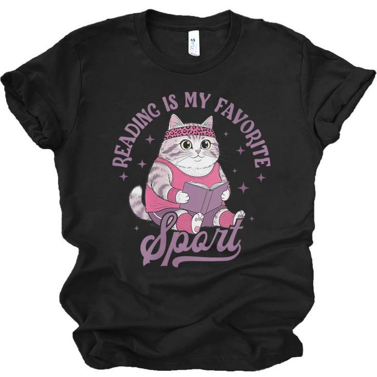 Reading Is My Favorite Sport Bookworm Cat Lover Book-Club Unisex Jersey T-Shirt