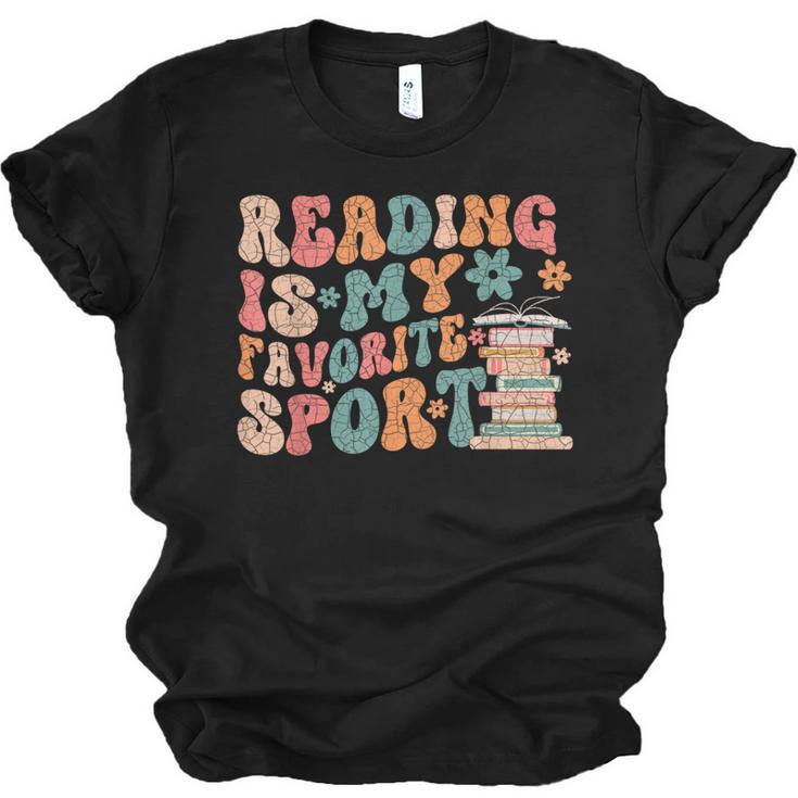 Reading Is My Favorite Sport Retro Groovy Book Lovers Unisex Jersey T-Shirt