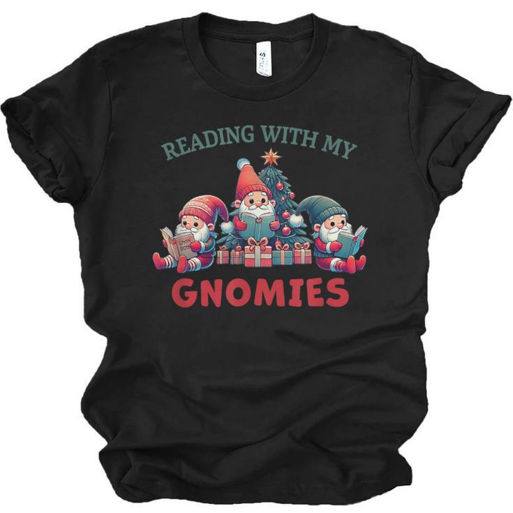 Reading With My Gnomies Reading Book Christmas Unisex Jersey T-Shirt