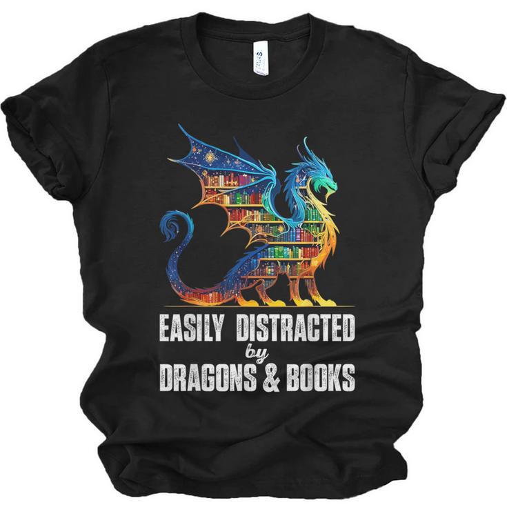 Reading Lover Easily Distracted By Dragons And Books Dragon Unisex Jersey T-Shirt