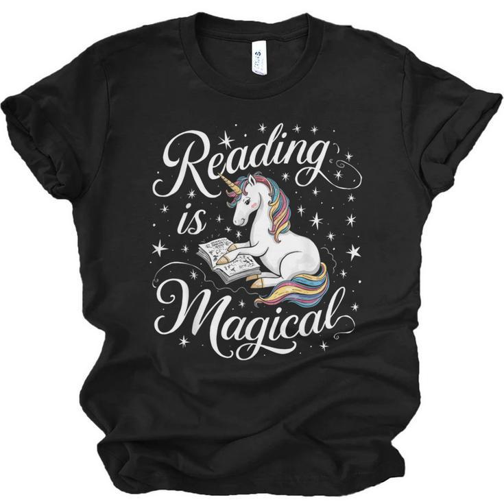 Reading Is Magical Unicorn Book Lover Fantasy Kids Unisex Jersey T-Shirt
