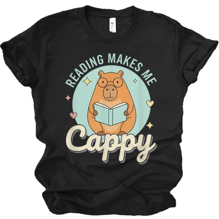 Reading Makes Me Cappy Bookworm Capybara Book Reading Unisex Jersey T-Shirt
