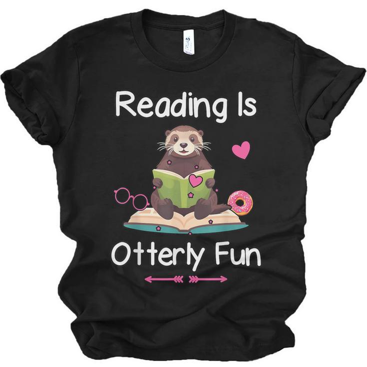 Reading Is Otterly Fun Sea Otter Book Loving Librarian Unisex Jersey T-Shirt