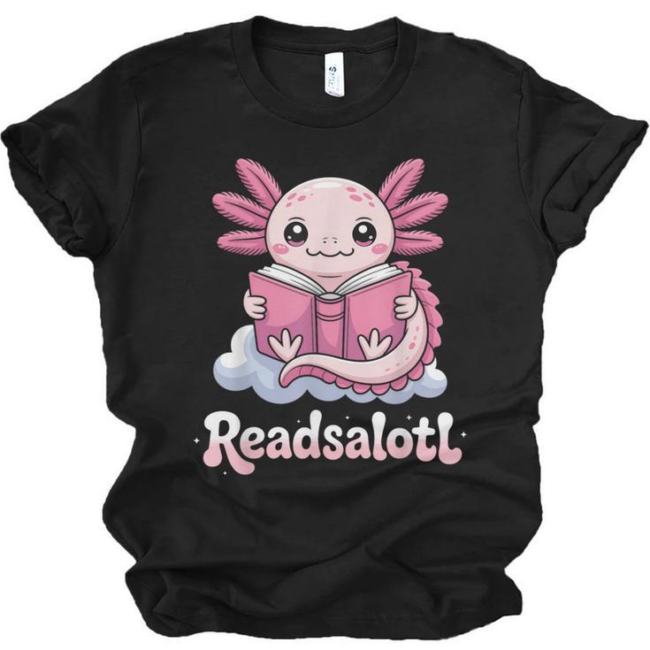 Readsalotl Axolotl Reading Cute Book Lover Bookworm Unisex Jersey T-Shirt
