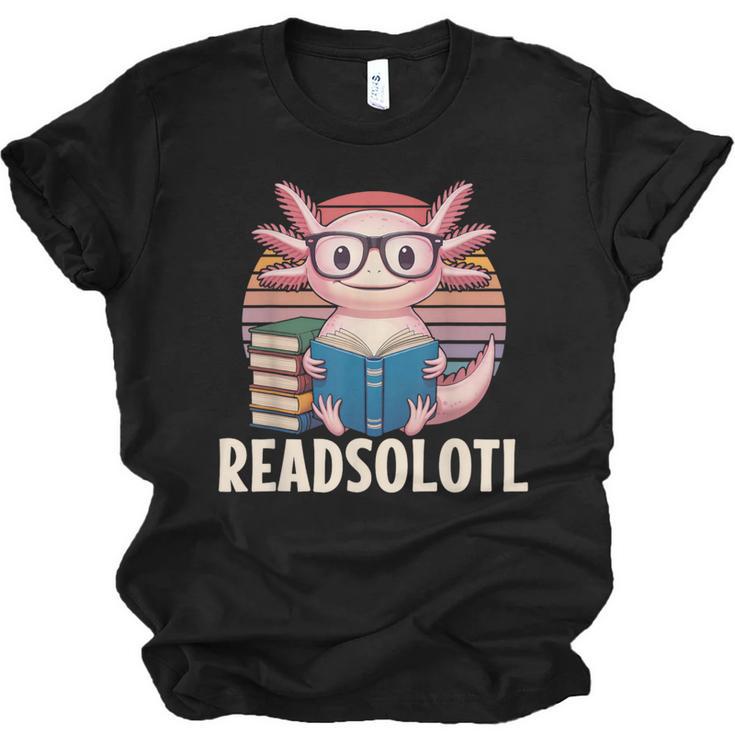Readsolotl Axolotl Reading Book Lover Kawaii Bookworms Unisex Jersey T-Shirt