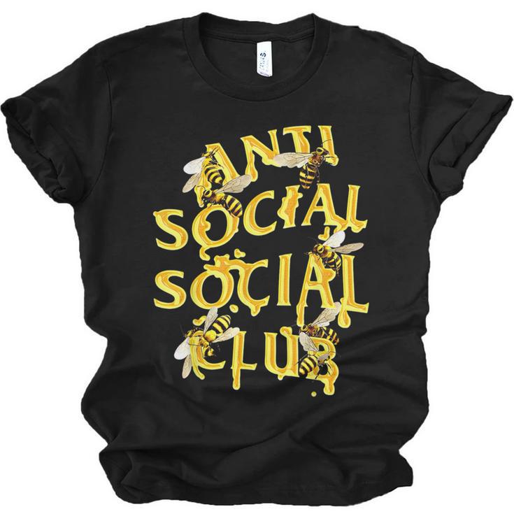 Retro Anti Social Club Bees Introvert Women Men Unisex Jersey T-Shirt
