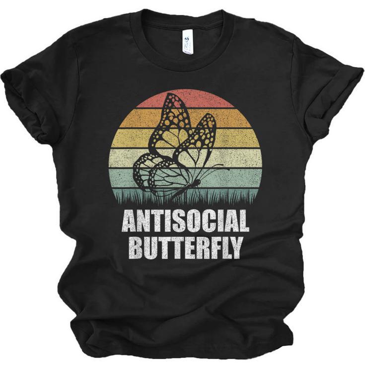 Retro Antisocial Butterfly Shirt For Introverts Unisex Jersey T-Shirt