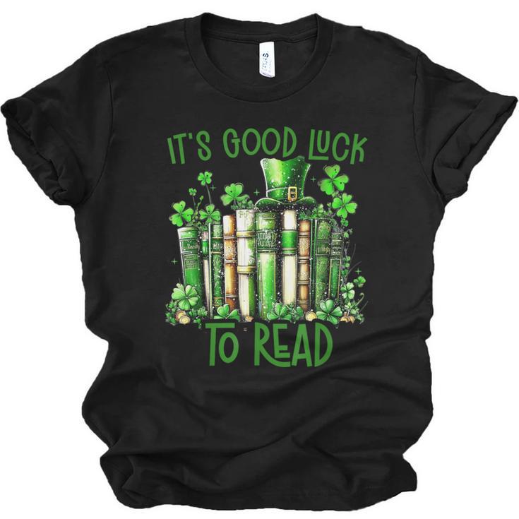 Retro Book Lucky Reading Teacher St Patrick's Day -Adults Small Cotton Blend Polyester Blend Short Sleeve Unisex Jersey T-Shirt