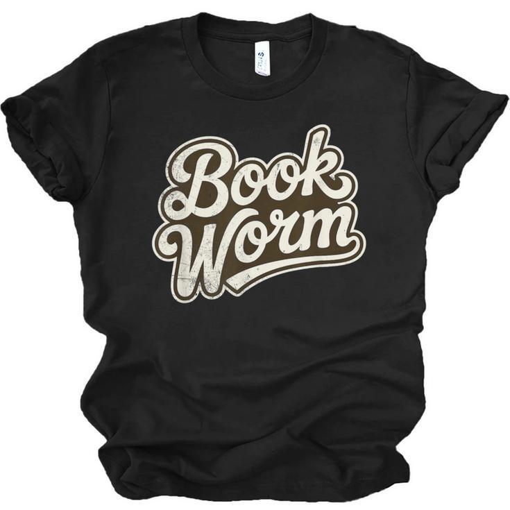 Retro Book Worm Reading For Book Lovers Unisex Jersey T-Shirt