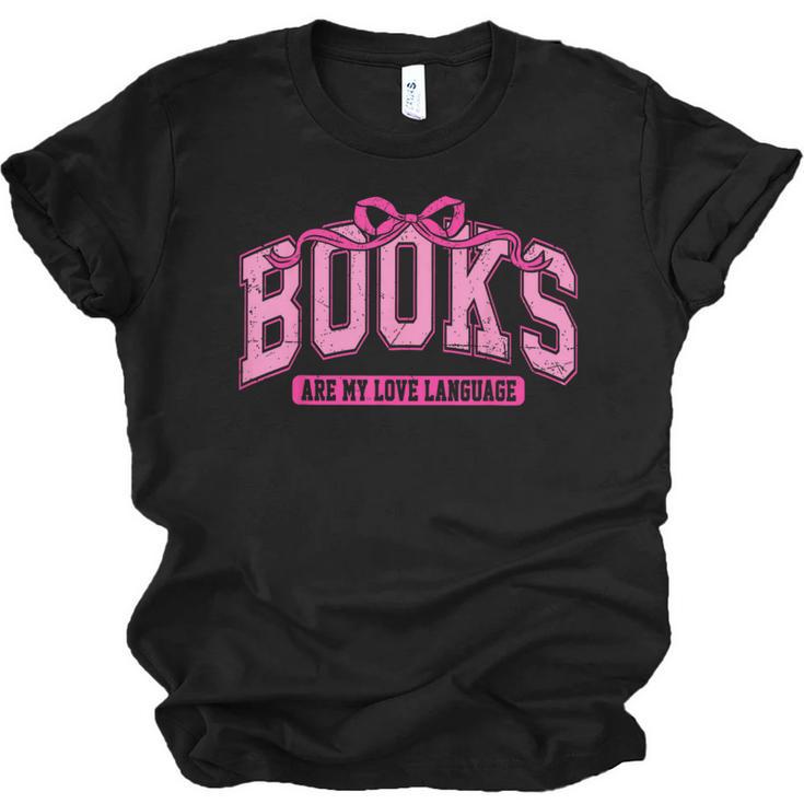 Retro Pink Coquette Bow Valentine Book Lover Varsity Unisex Jersey T-Shirt