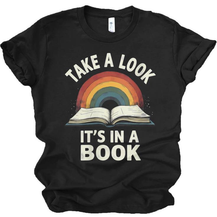 Retro Rainbow Take A Look It's In A Book Reading Unisex Jersey T-Shirt