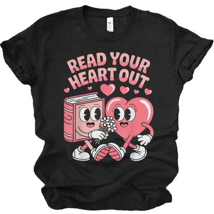 Retro Read Your Heart Out Valentine's Day Teacher Book Lover Unisex Jersey T-Shirt