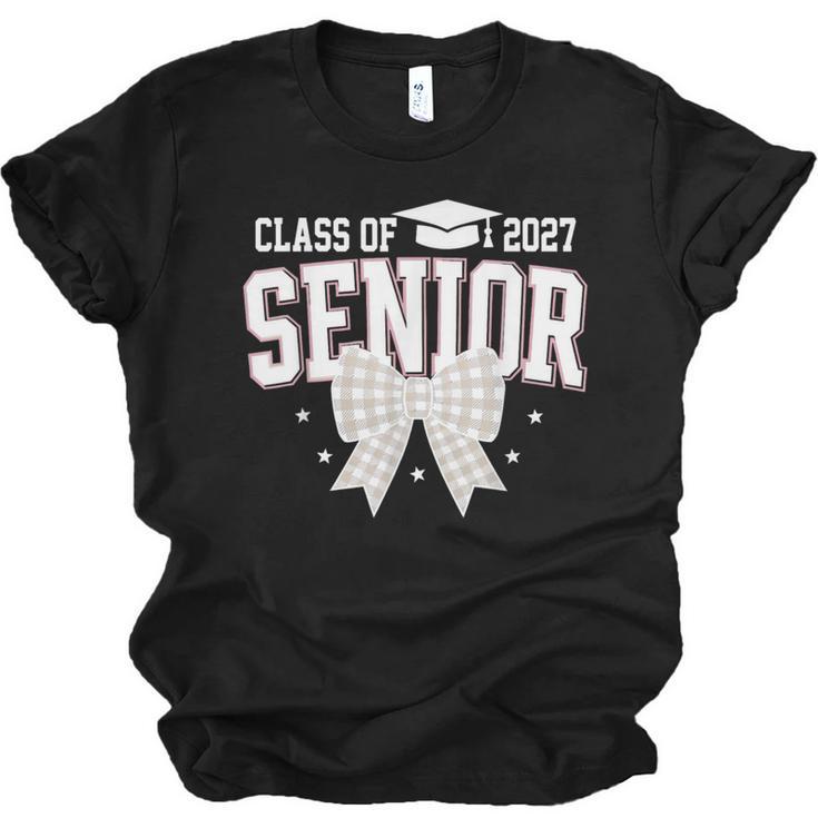 Retro Senior 2027 Girl Coquette Bow Class Of 2027 Graduation Unisex Jersey T-Shirt