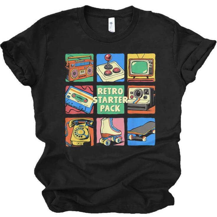 Retro Starter Pack 80s 90s Vintage Nostalgia Cassette Tape Unisex Jersey T-Shirt
