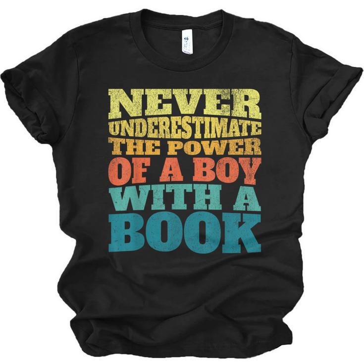 Retro Never Underestimate The Power Of a Boy With a Book Unisex Jersey T-Shirt