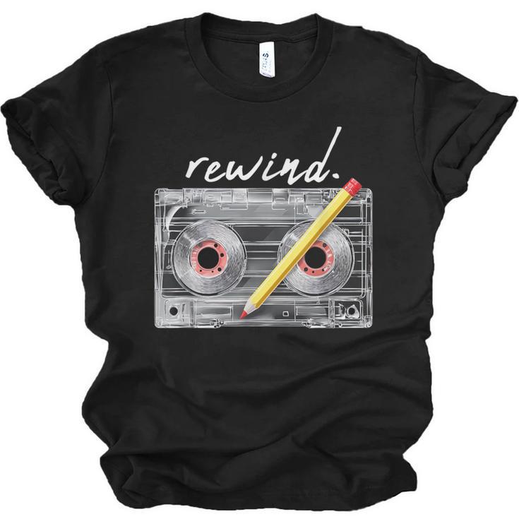 Rewind Cassette Tape Nostalgia 80s 90s Retro Music Lover Unisex Jersey T-Shirt