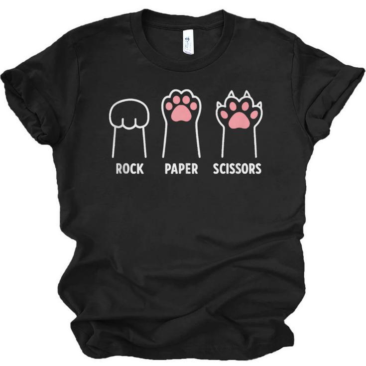 Rock Paper Scissors Hand Game Cute Paw Cat Introvert Unisex Jersey T-Shirt