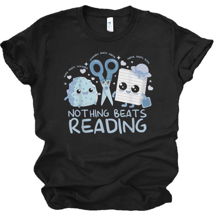 Rock Paper Scissors Nothing Beats Reading Book Lover Unisex Jersey T-Shirt
