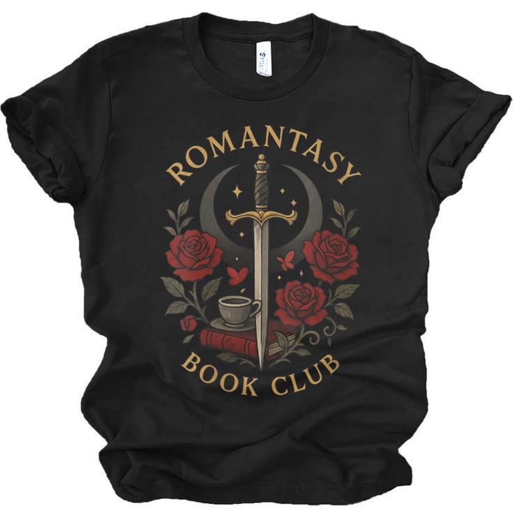 Romantasy Book Club Coffee Sword Roses Unisex Jersey T-Shirt