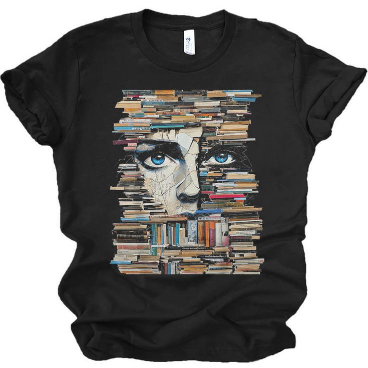 RtY Book Man Graphic Eyes Colorful Art Small Unisex Jersey T-Shirt