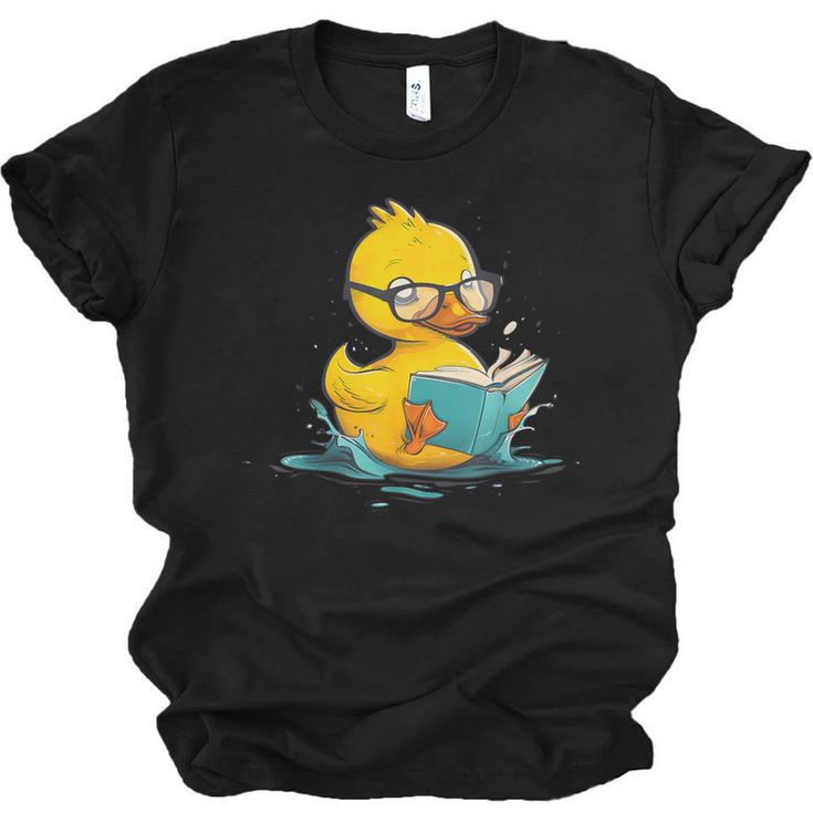 Rubber Duck Reading Book Reader Books Rubber Duckie Unisex Jersey T-Shirt