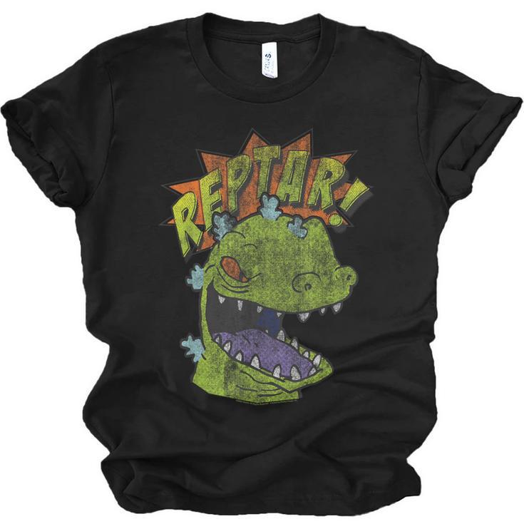 Rugrats Reptar Distressed Comic Book Style Cartoon Unisex Jersey T-Shirt
