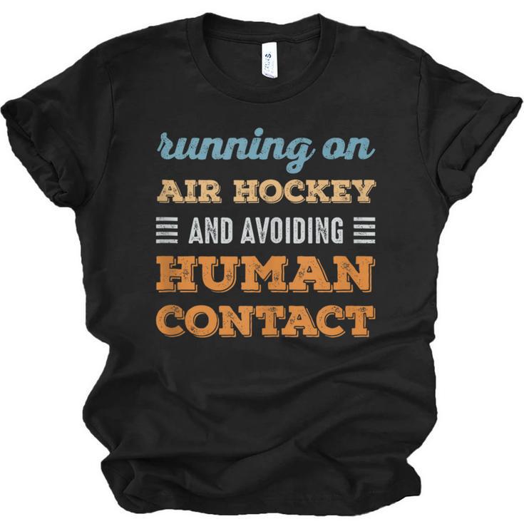 Running On Air Hockey Social Introvert Humor Vintage Unisex Jersey T-Shirt